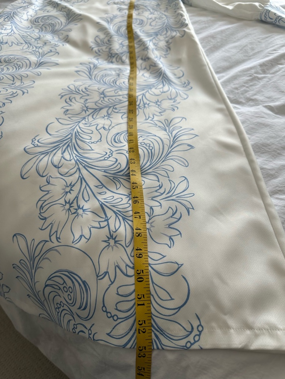 White Tunic Dress with Delicate Blue Floral Print, size large - Picture 7 of 10